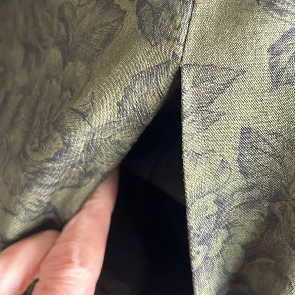 Kasper for ASL Vintage Green Black Roses Tunic Blazer Skirt Suit Size 10 - Picture 6 of 11